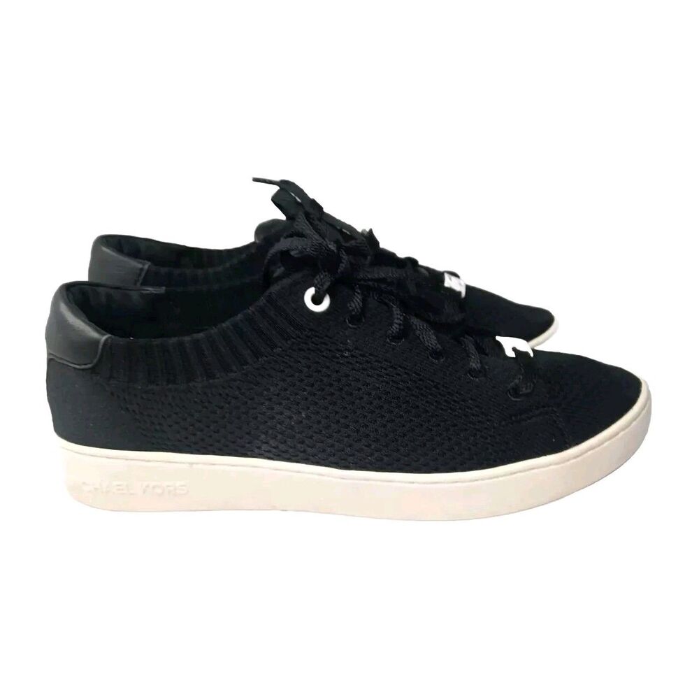 Michael Kors Skyler Shoes Women's Sz 9 Sneakers Black Fabric Upper Leather Trim - Picture 3 of 10